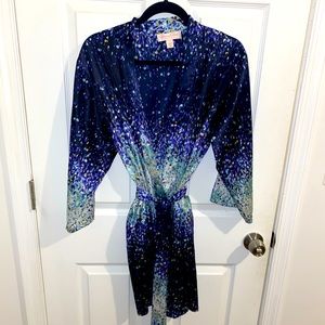 Oscar de la Renta Pink Label blue robe wrap dress